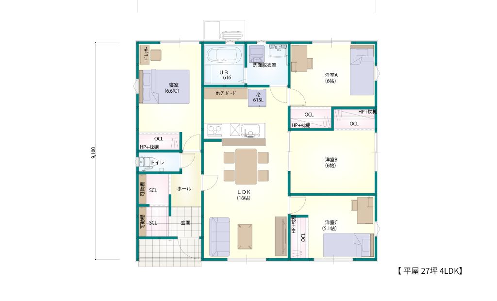 【 平屋 27坪 4LDK】玄関がいつも片付くSCL(シューズクローク)は機能的。広々平屋ライフ